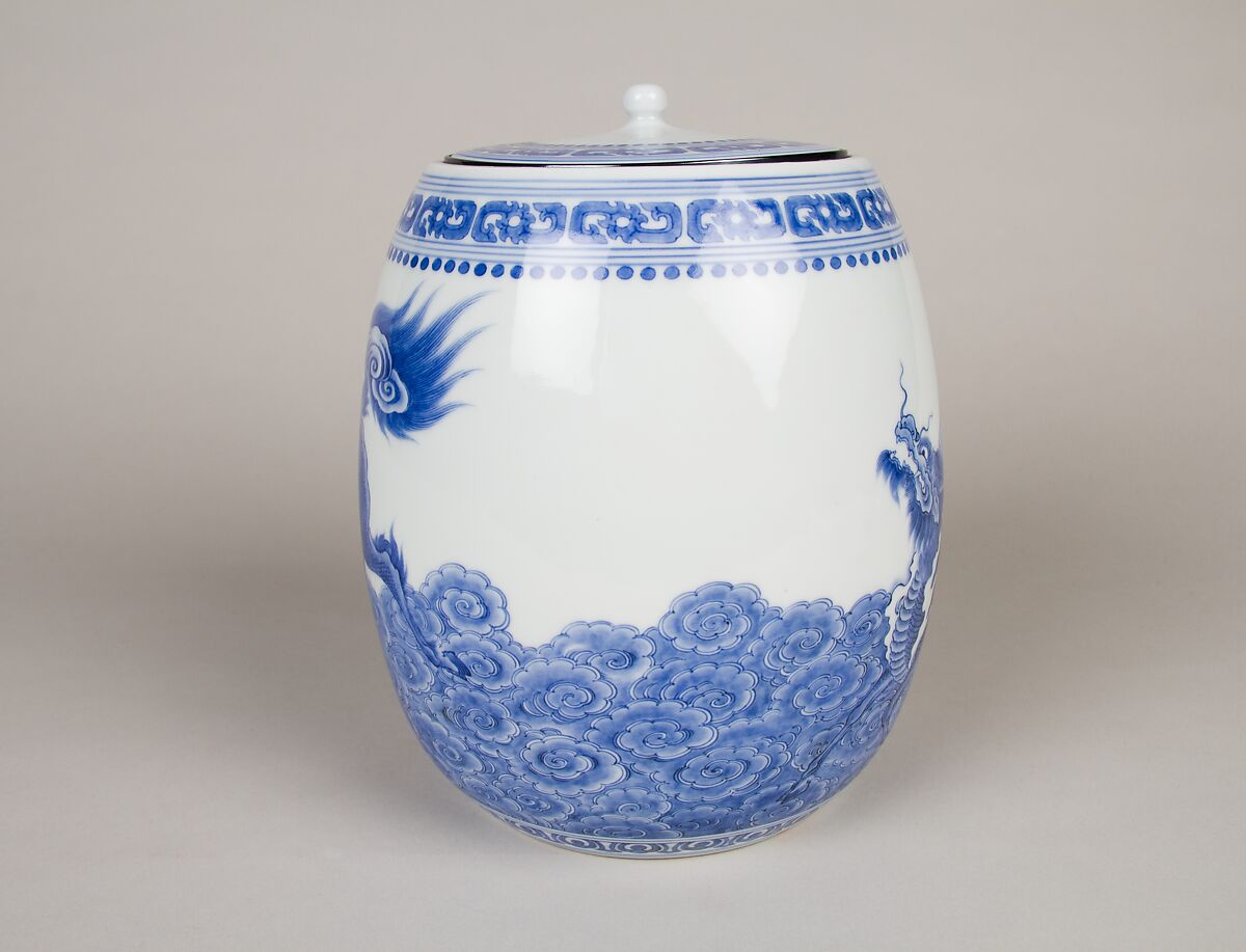 Freshwater Jar with Kirin (Mythical Chimera), Porcelain with underglaze blue decoration (Hirado ware), Japan