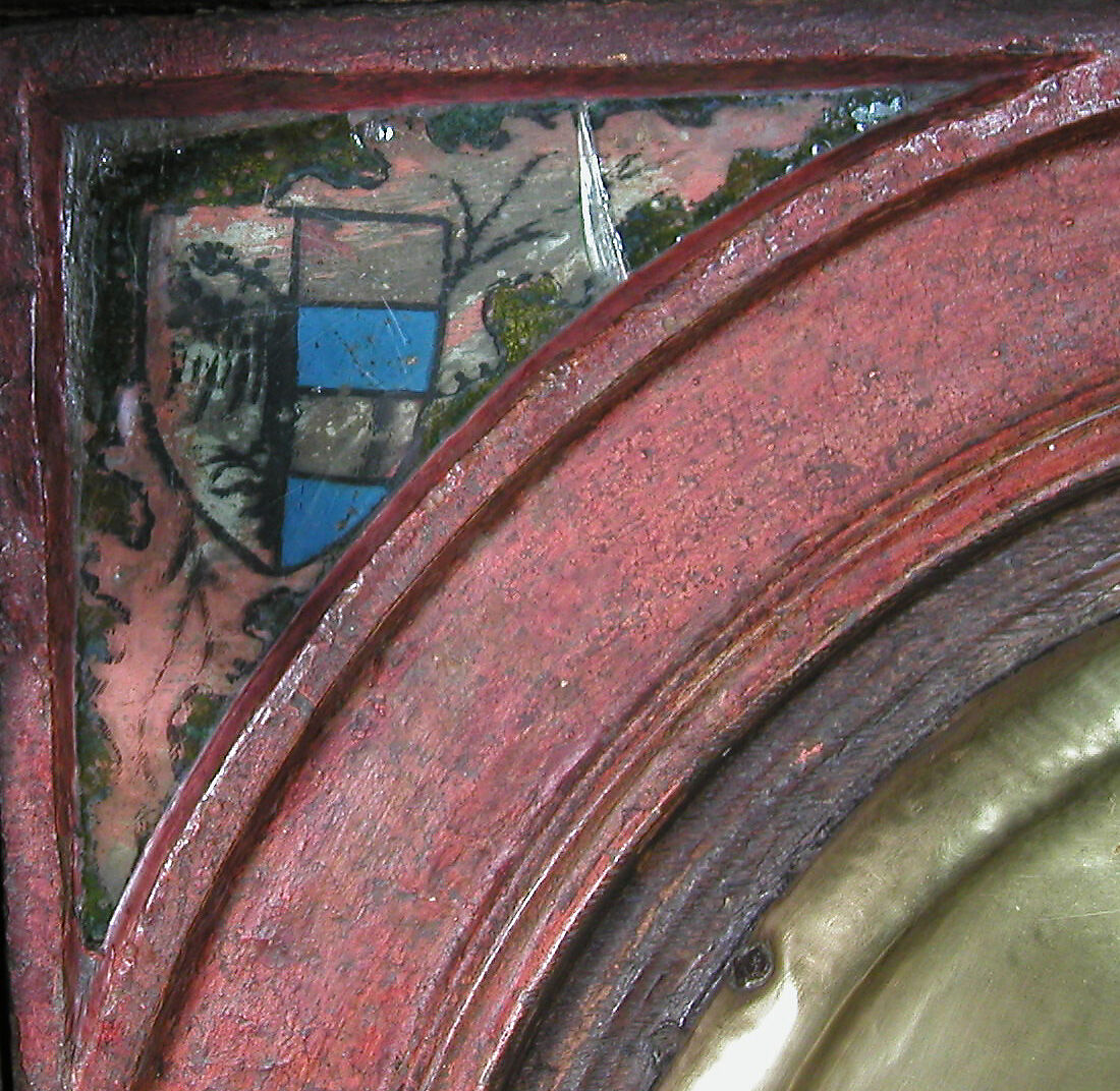 Mirror or Light Reflector, Brass, glass, and paint on oak, German