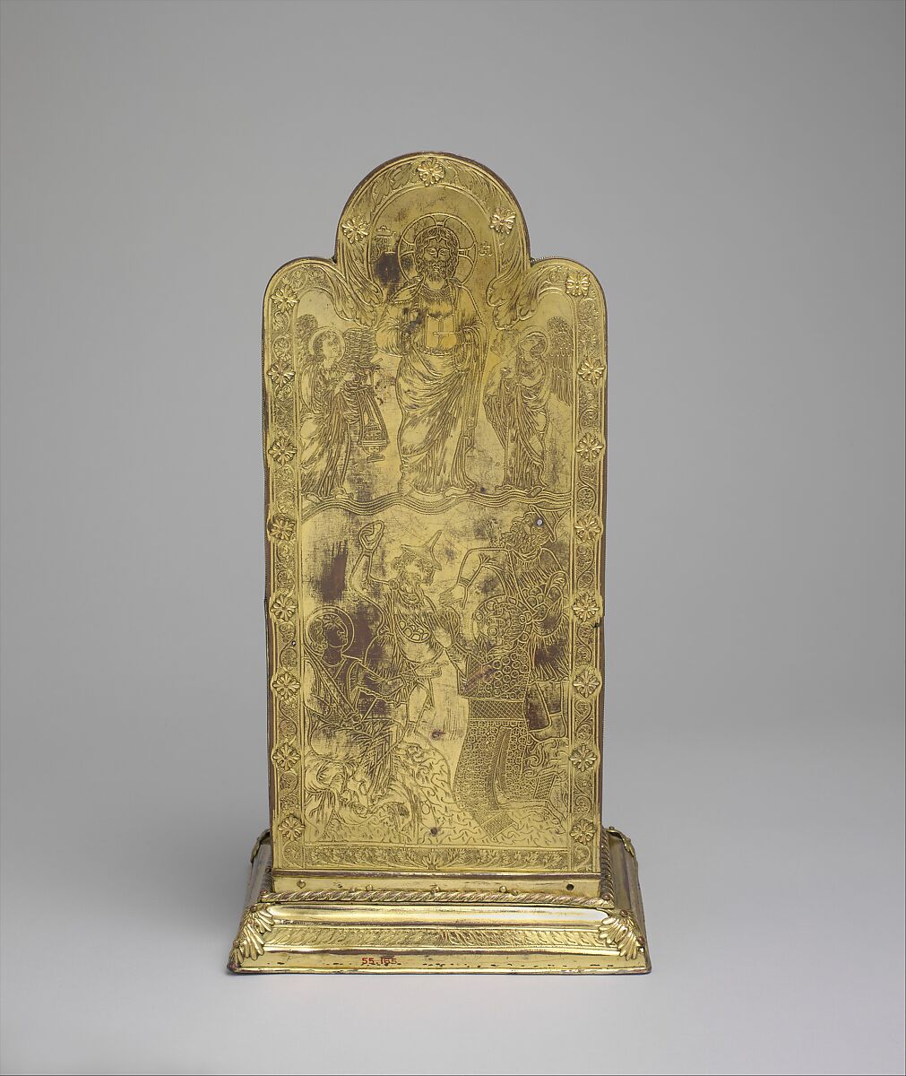 Reliquary of Saint Stephen, silver gilt, copper gilt, semi-precious stones, glass, Mosan