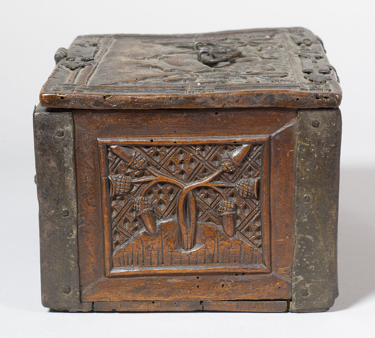 Box with Unicorn, Wood with iron mounts, Northern European