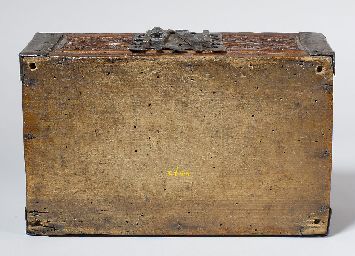 Box with Unicorn, Wood with iron mounts, Northern European