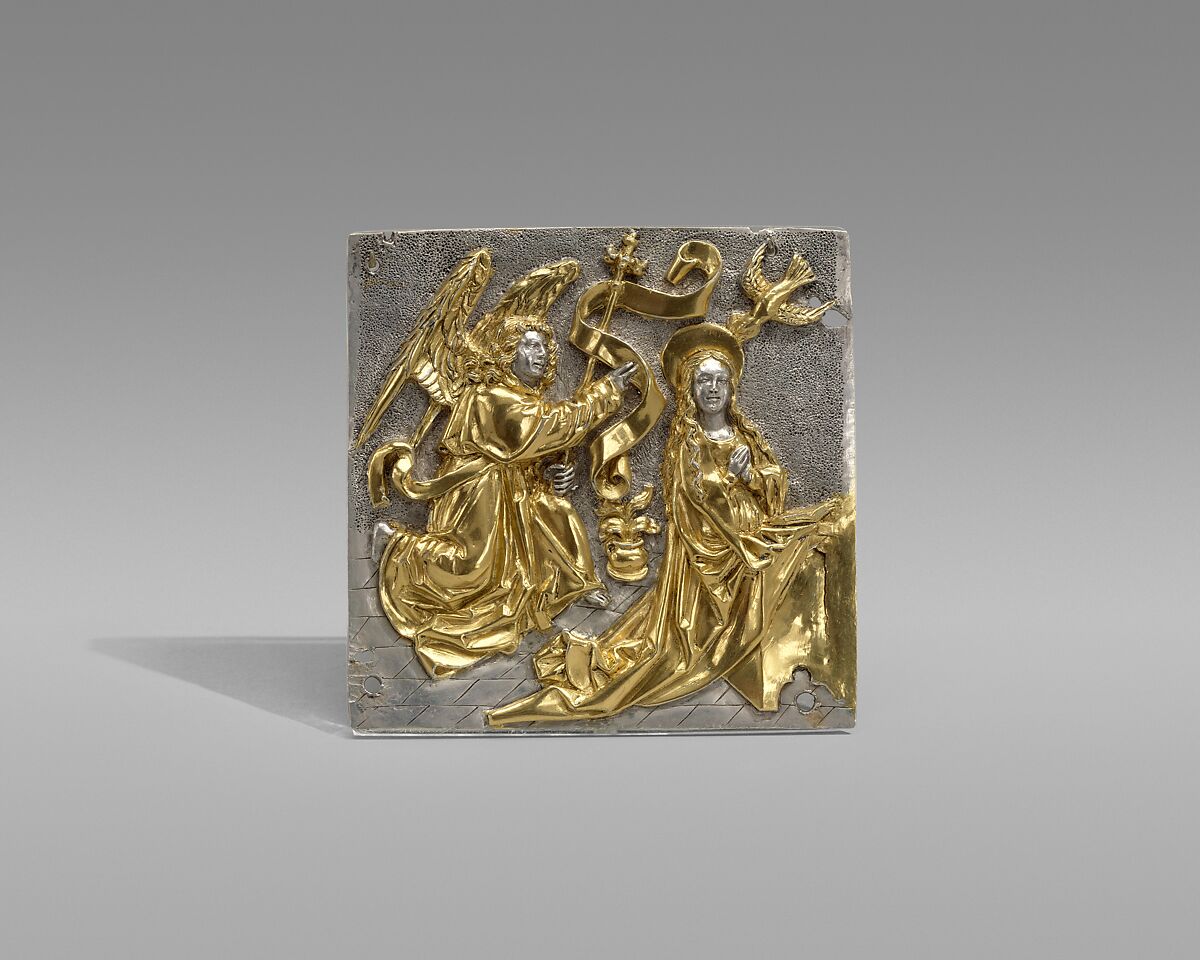 Plaque with The Annunciation, Silver and silver gilt, German