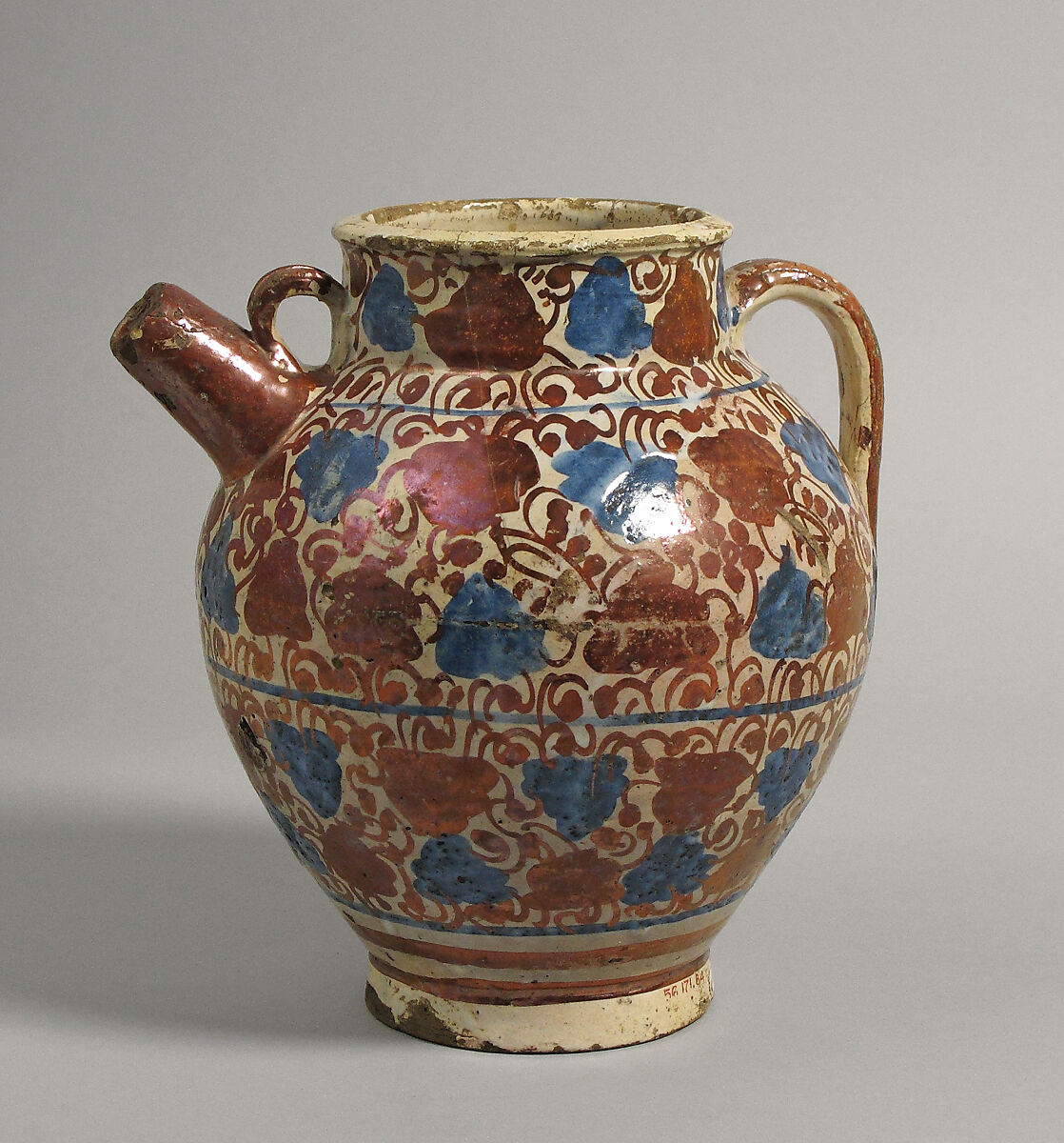 Jug, Tin-glazed earthenware, Spanish 