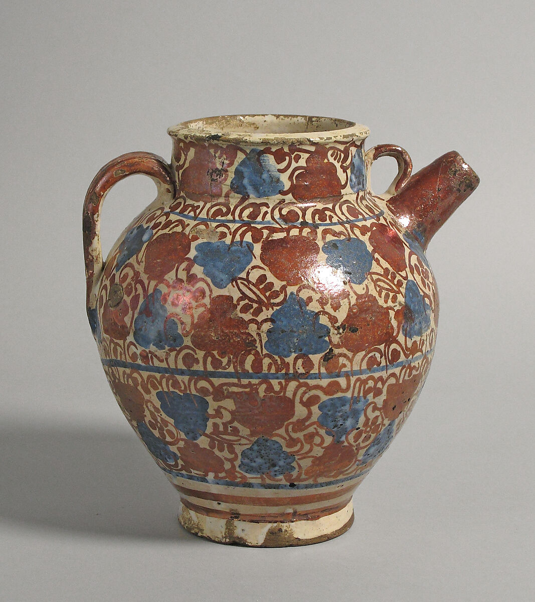 Jug, Tin-glazed earthenware, Spanish