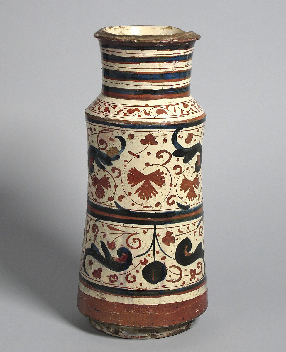 Pharmacy Jar, Tin-glazed earthenware, Spanish