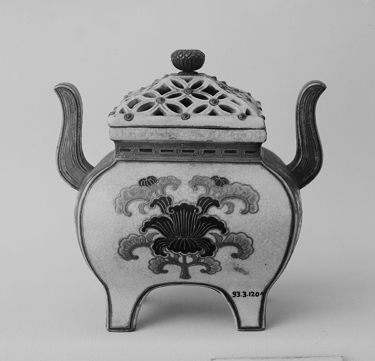 Incense Burner with Openwork Lid, Clay covered with a finely crackled glaze and colored and gold enamels (Satsuma ware), Japan 