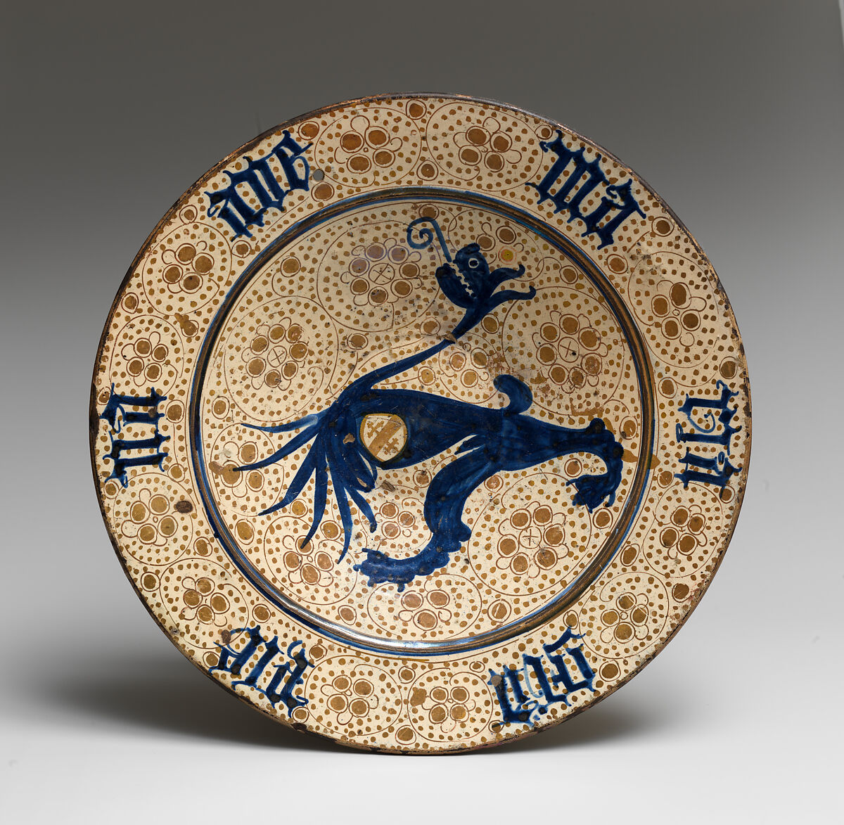 Dish, Tin-glazed earthenware, Spanish