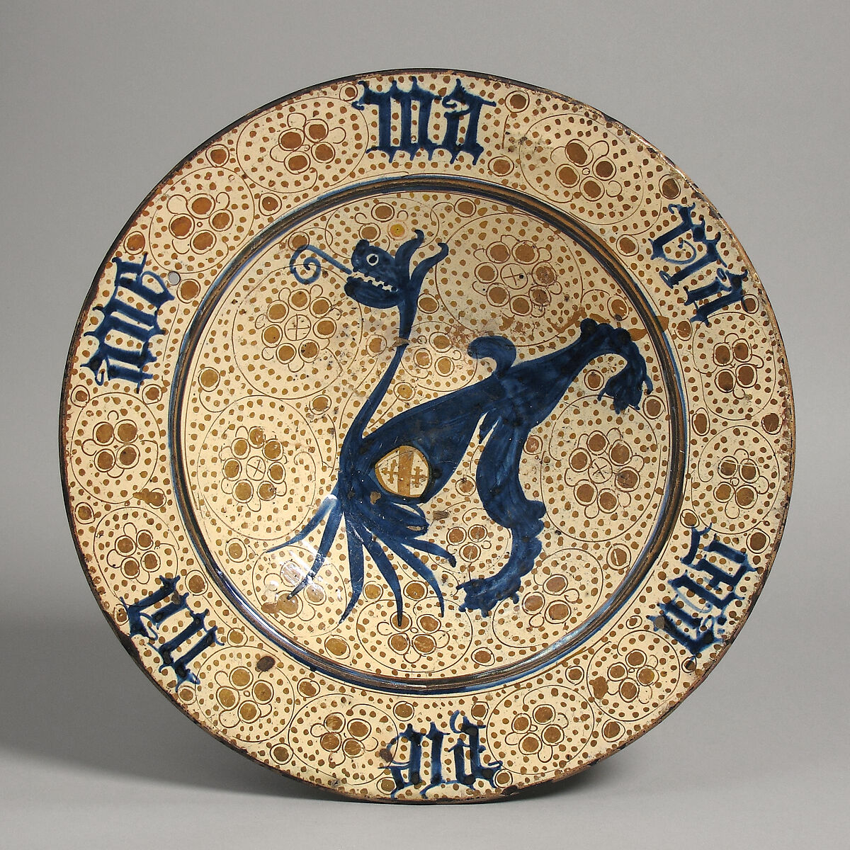 Dish, Tin-glazed earthenware, Spanish 