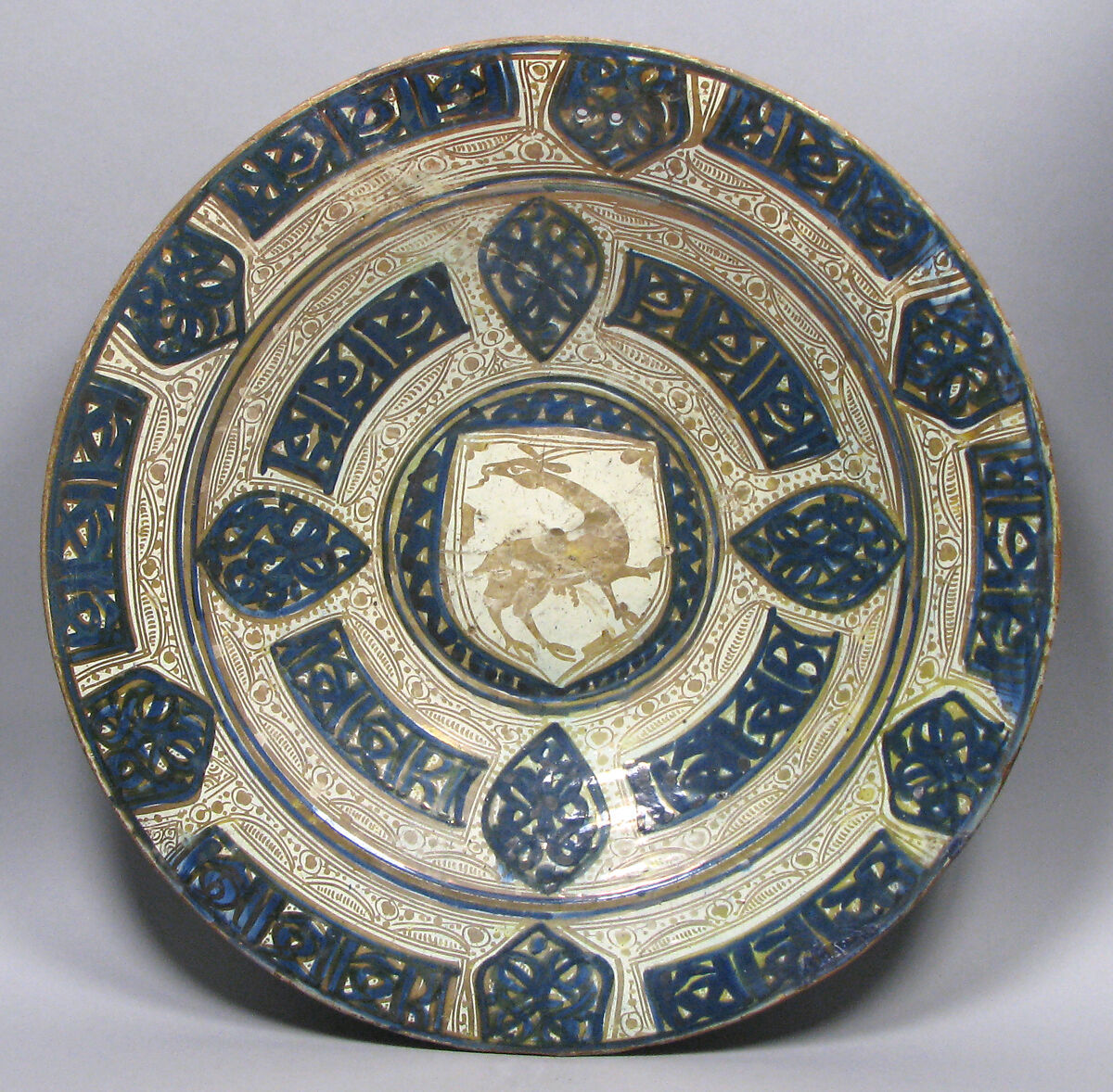 Plate, Tin-glazed earthenware, Spanish 