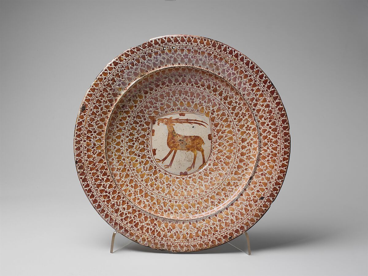 Dish, Tin-glazed earthenware, Spanish 