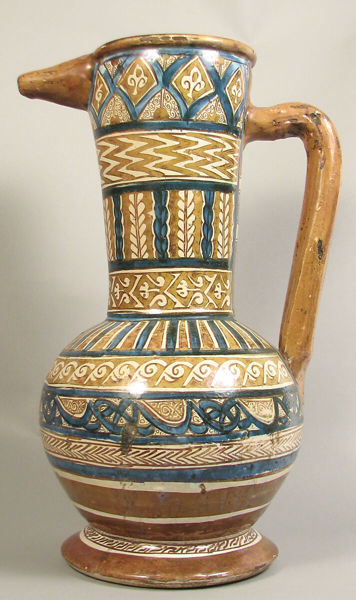 Pitcher, Tin-glazed earthenware, Spanish