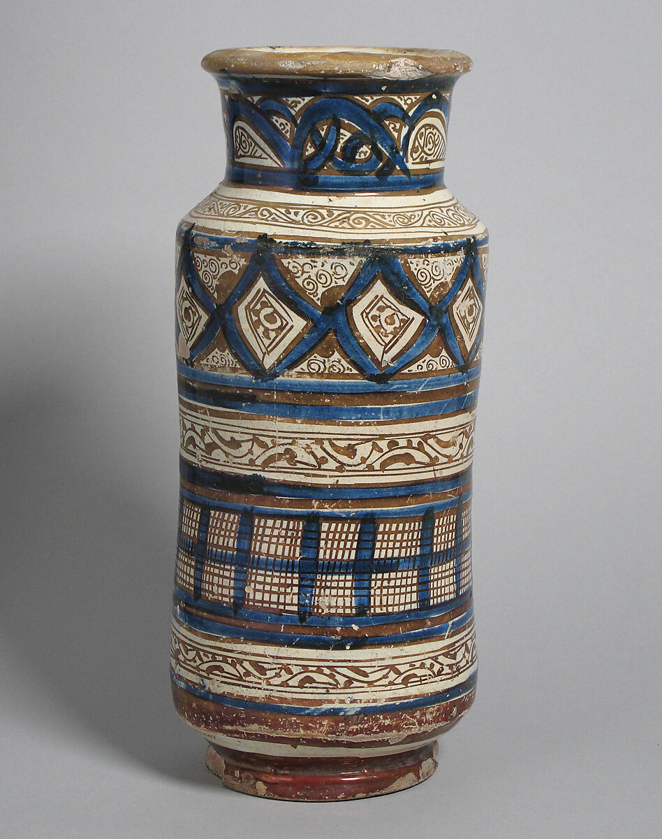 Pharmacy Jar, Tin-glazed earthenware, Spanish 