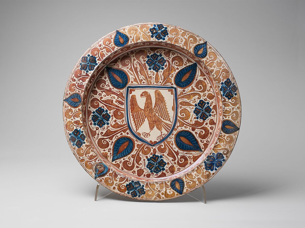 Deep Dish with Eagle, Tin-glazed earthenware, Spanish 