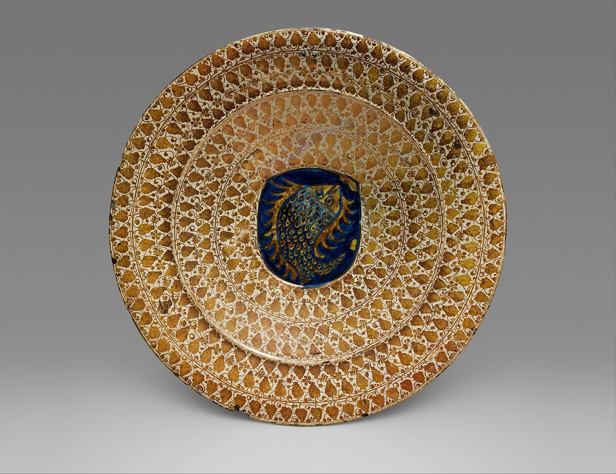 Dish, Tin-glazed earthenware, Spanish 