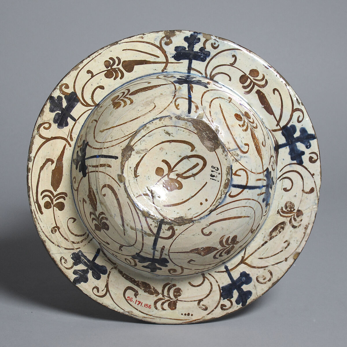 Bowl, Tin-glazed earthenware, Spanish