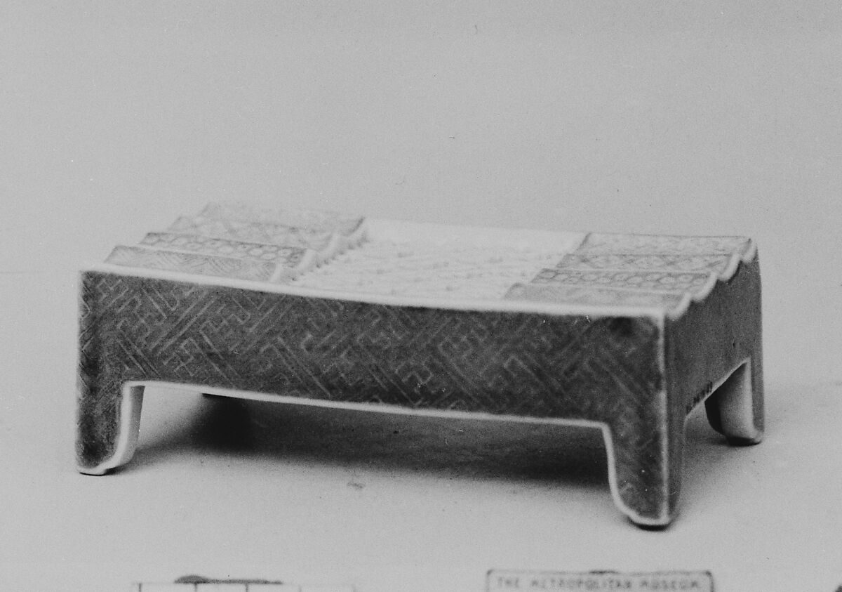 Inkstand, Porcelain decorated in blue under the glaze; the top pierced (Arita ware, Imari type), Japan 