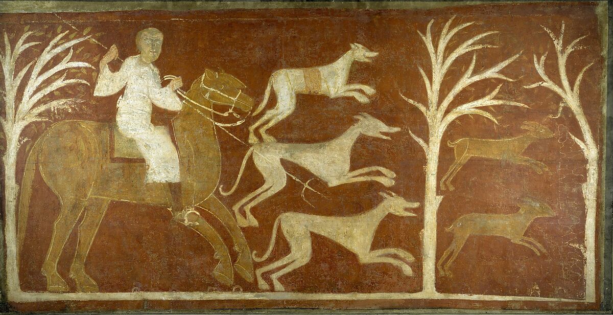 Hunting Scene, Fresco transferred to canvas, Spanish 