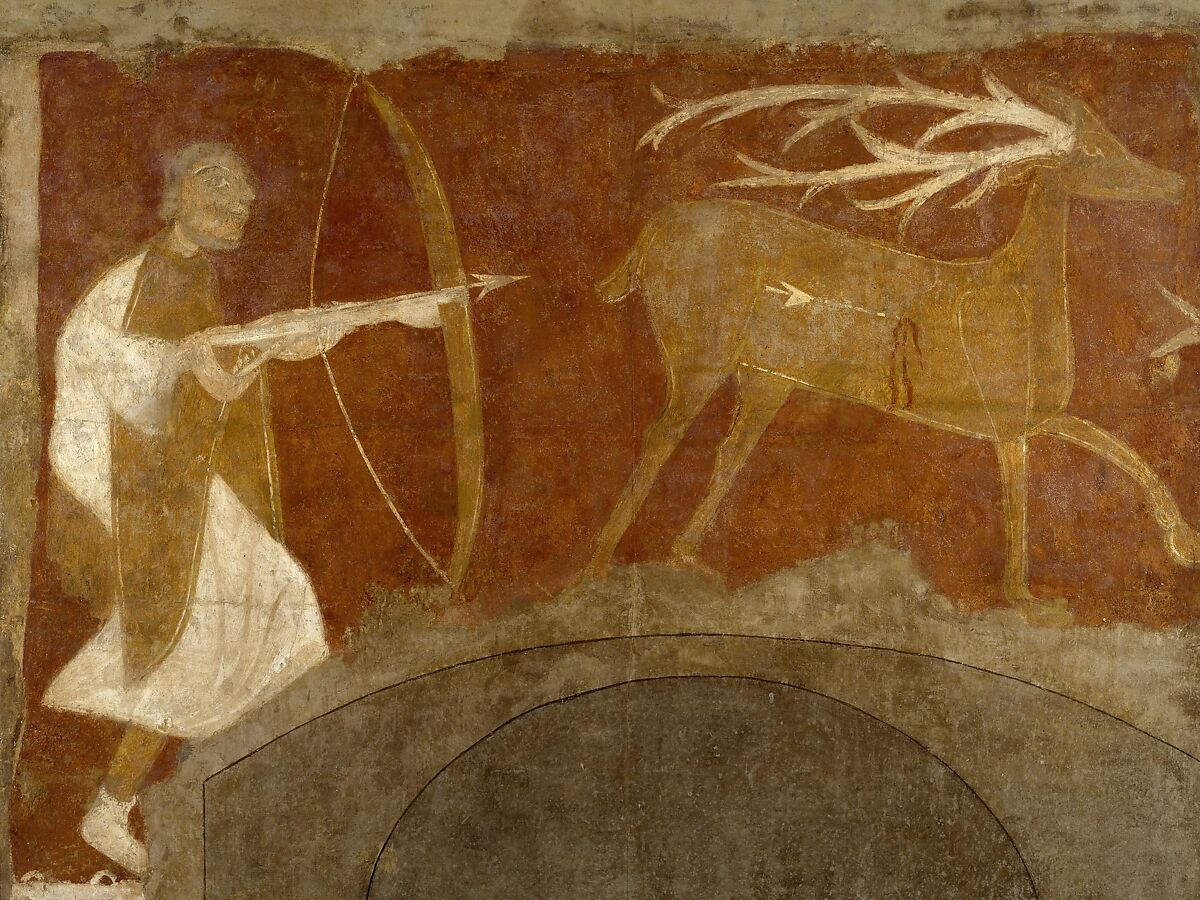 Hunting Scene, Fresco transferred to canvas, Spanish 
