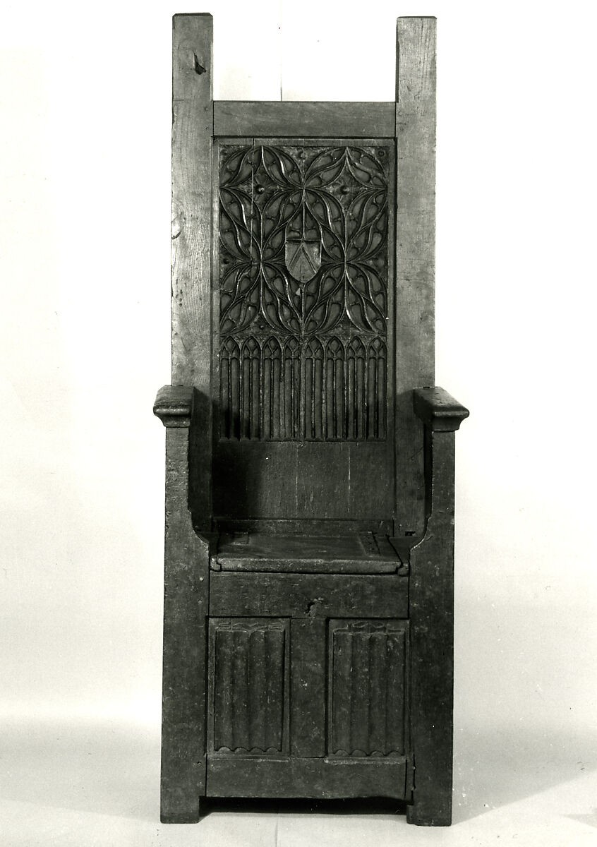 High-Backed Chair, Oak, French or South Netherlandish