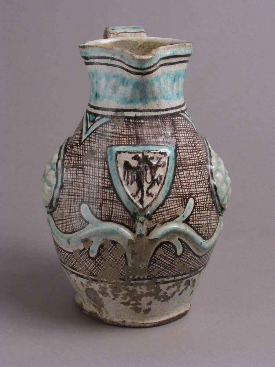 Jug, Earthenware, tin-glaze (Majolica), Italian