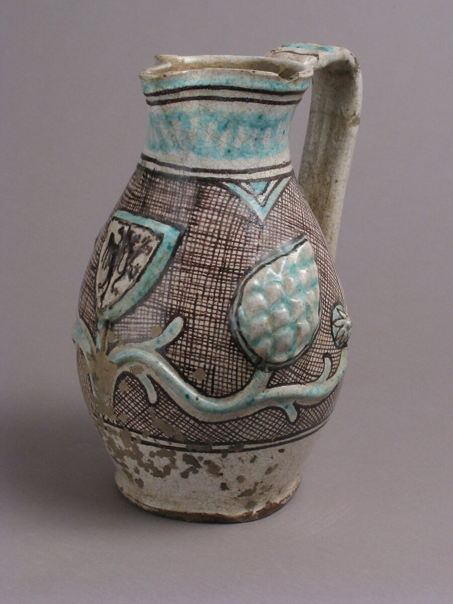 Jug, Earthenware, tin-glaze (Majolica), Italian 