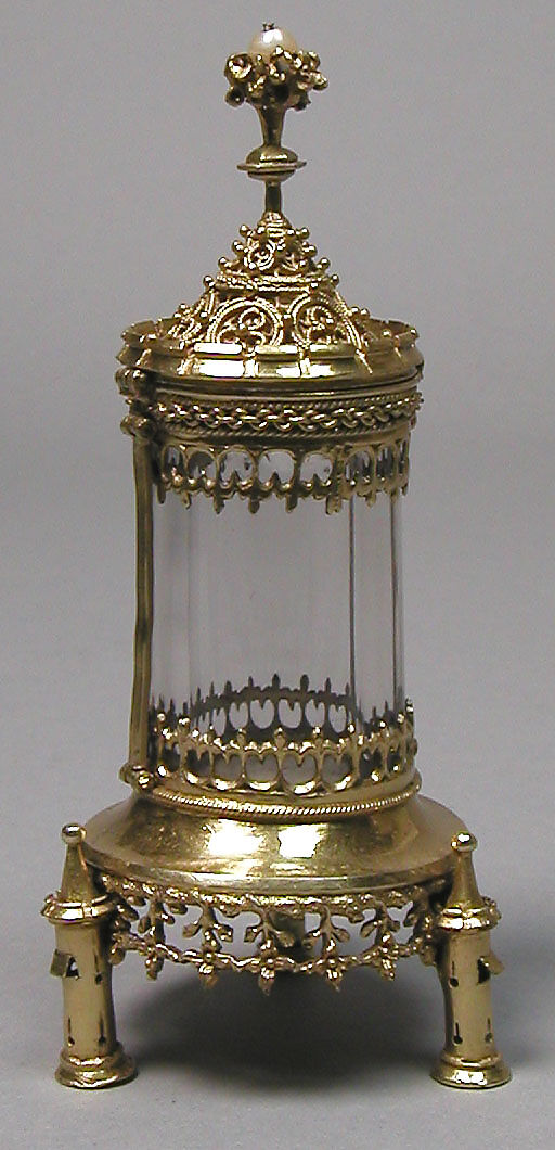 Reliquary, Silver gilt, rock crystal, and pearl, Hungarian