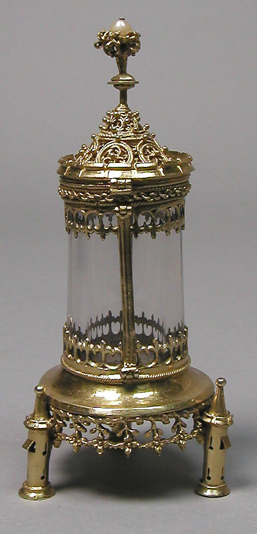 Reliquary, Silver gilt, rock crystal, and pearl, Hungarian