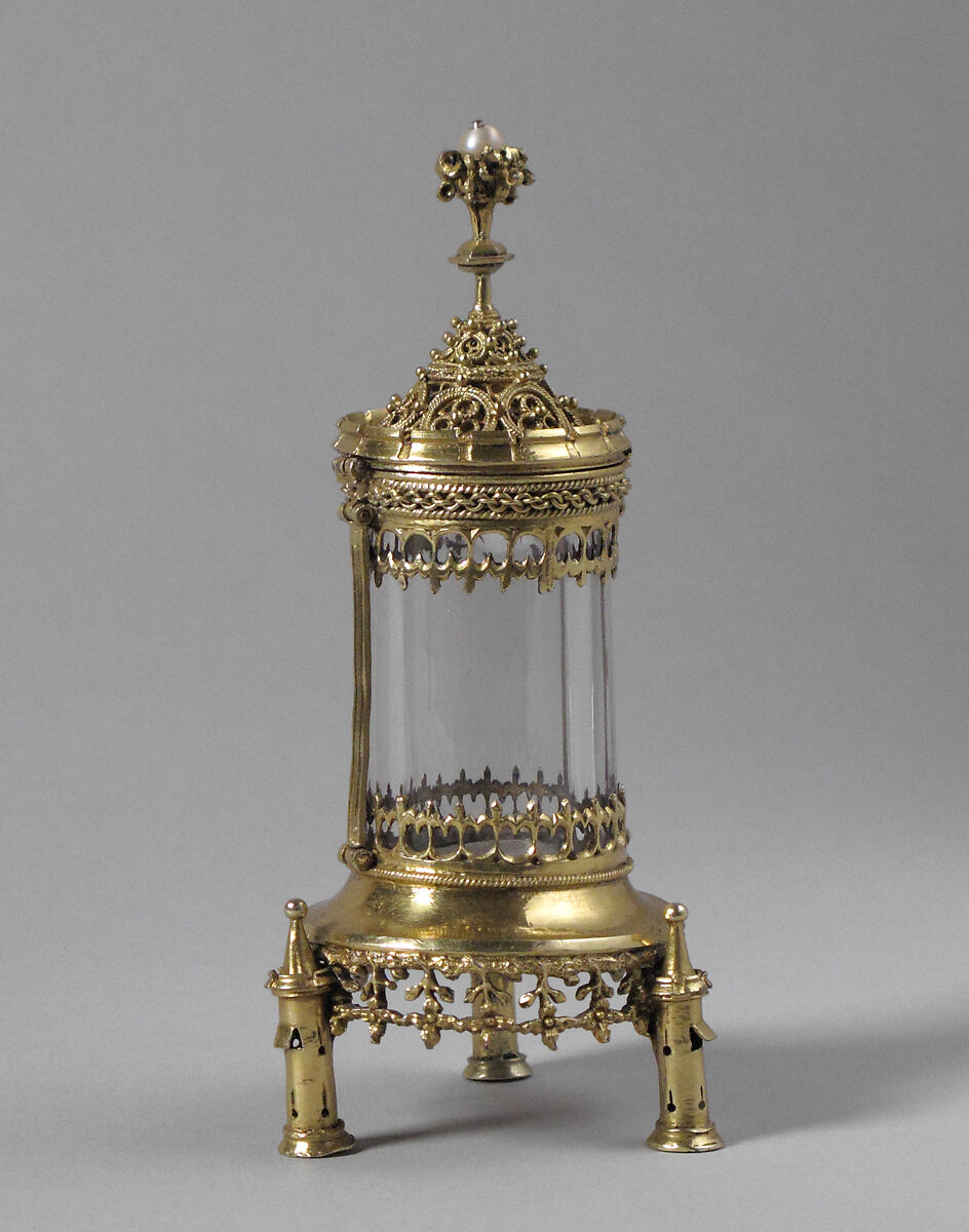 Reliquary, Silver gilt, rock crystal, and pearl, Hungarian 