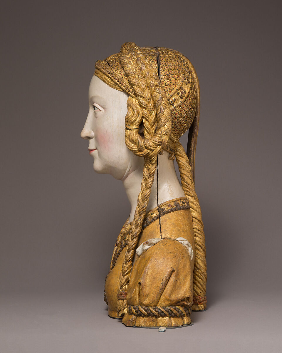 Reliquary Bust of a Female Saint, Oak, paint, gilt, South Netherlandish