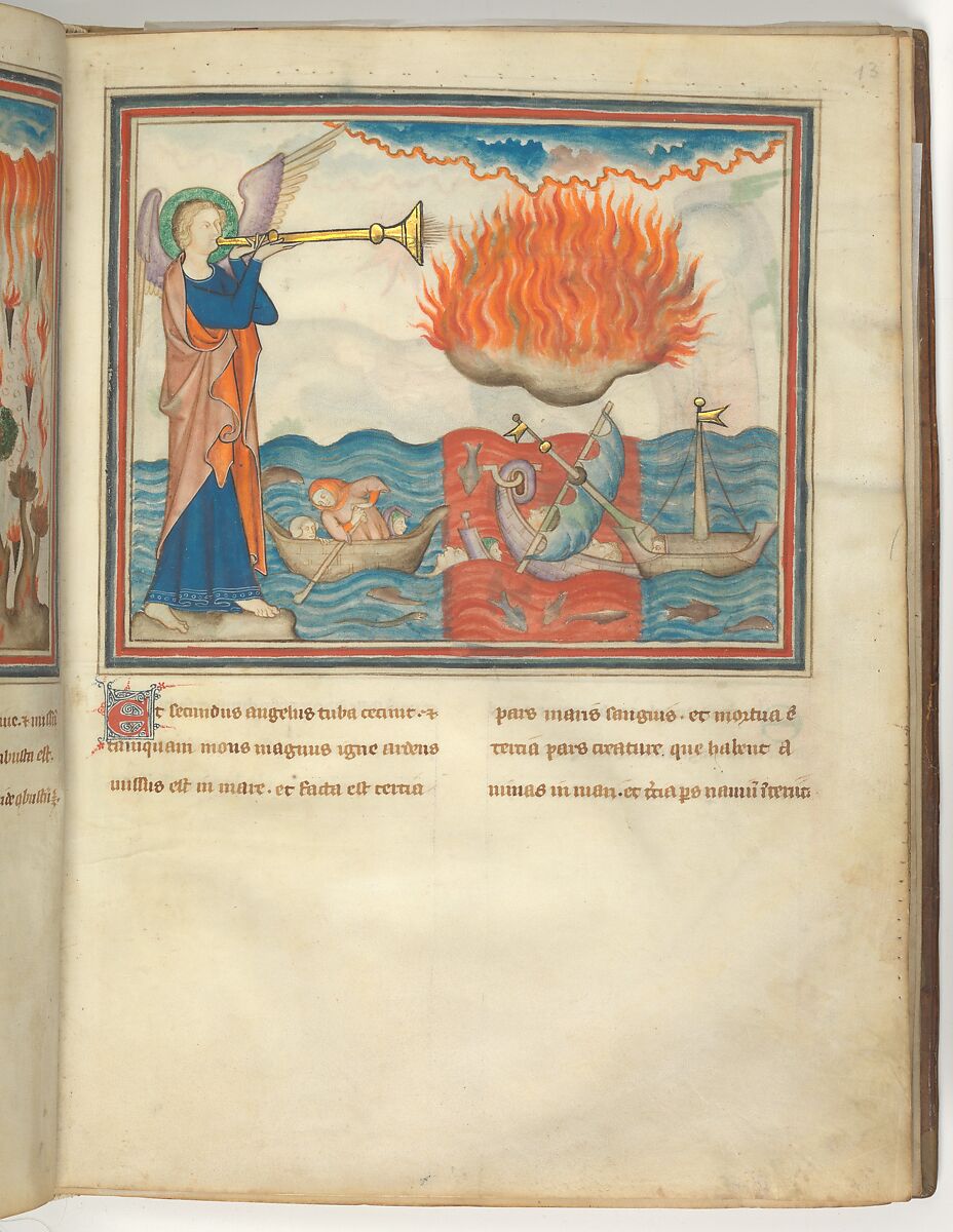 The Cloisters Apocalypse, Tempera, gold, silver, and ink on parchment; later leather binding, French