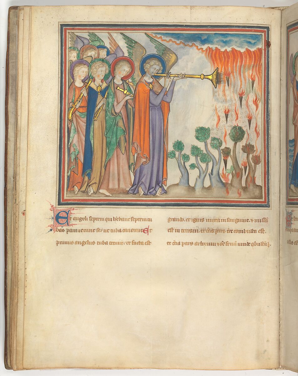 The Cloisters Apocalypse, Tempera, gold, silver, and ink on parchment; later leather binding, French