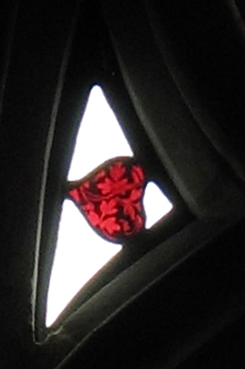 Triangular-shaped Tracery Light, Pot-metal and colorless glass with vitreous paint, Austrian 