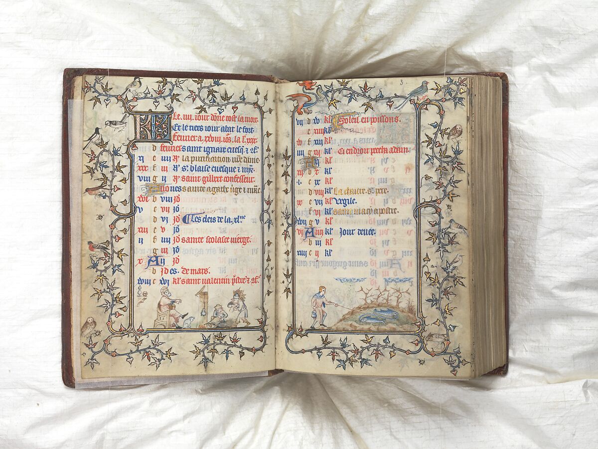 The Prayer Book of Bonne of Luxembourg, Duchess of Normandy, Attributed to Jean Le Noir (French, active 1331–75)  , and Workshop, Tempera, grisaille, ink, and gold on vellum, French