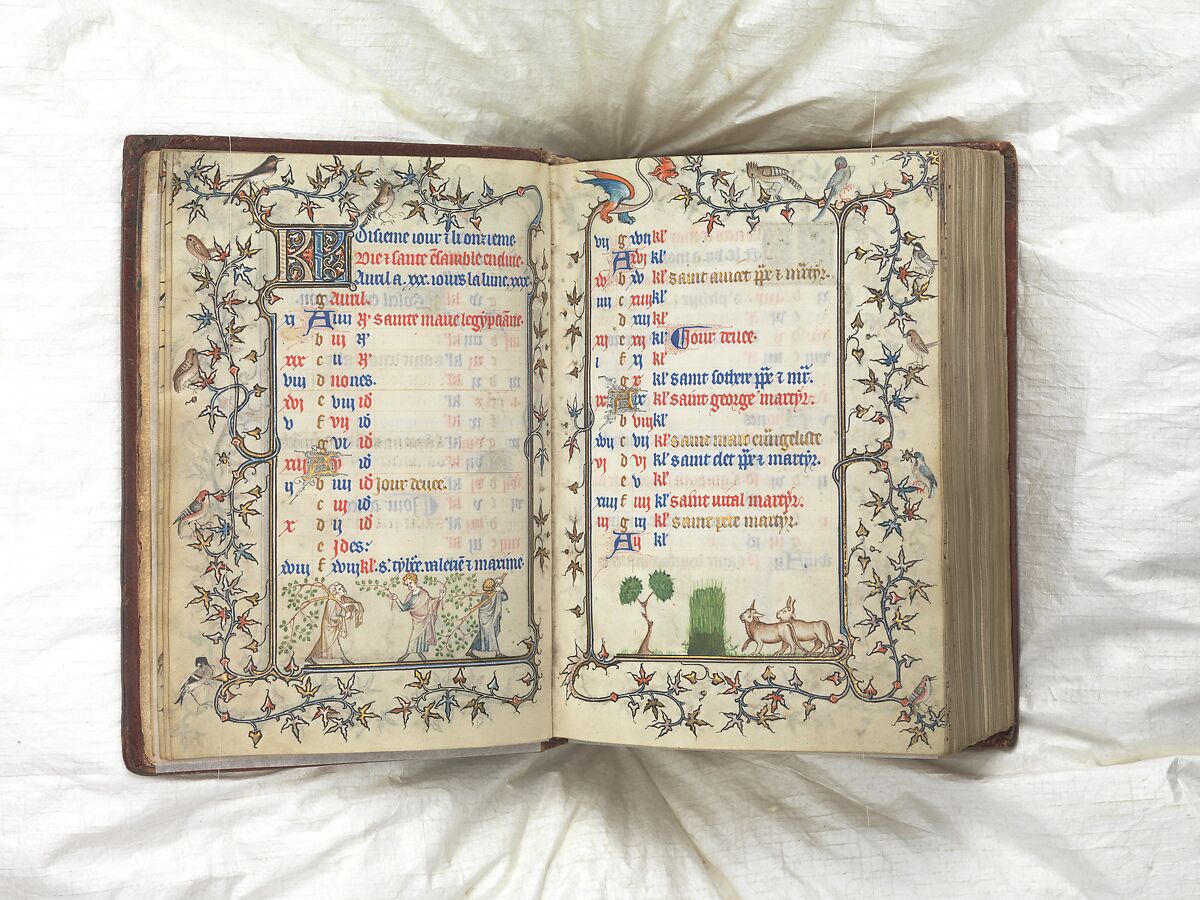 The Prayer Book of Bonne of Luxembourg, Duchess of Normandy, Attributed to Jean Le Noir (French, active 1331–75)  , and Workshop, Tempera, grisaille, ink, and gold on vellum, French