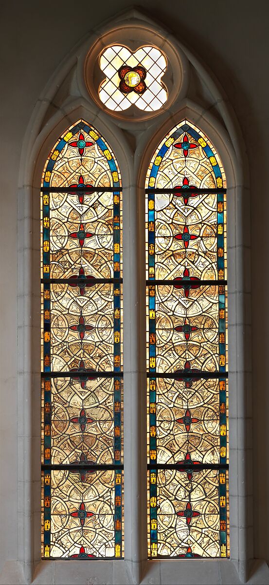 Grisaille Panel, White glass, pot-metal glass, and vitreous paint, French