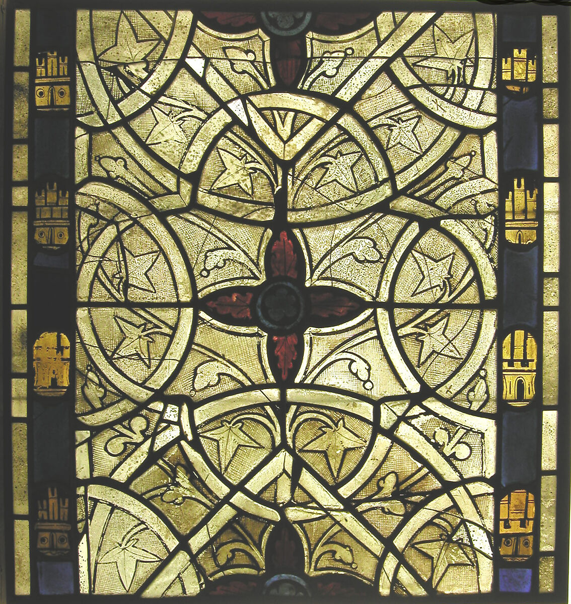 Grisaille Panel, White glass, pot-metal glass, and vitreous paint, French 