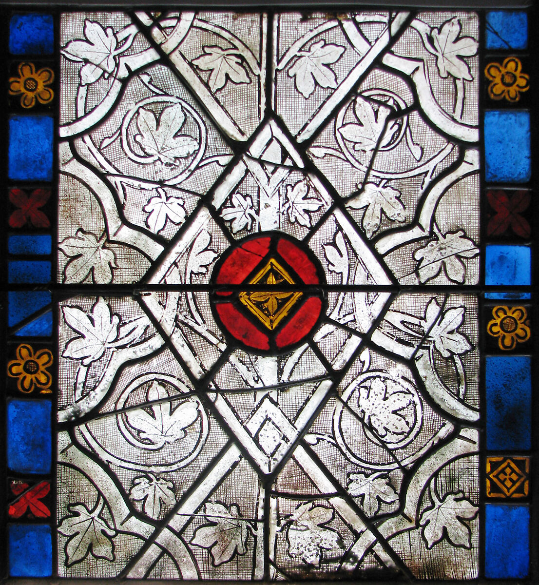 Grisaille Panel, Glass, lead, gilding, French