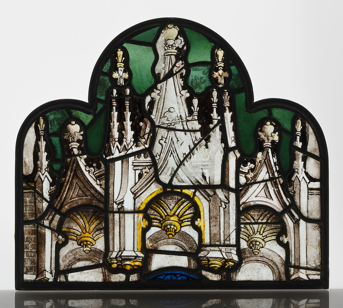 Saint Catherine of Alexandria, Pot metal glass with silver stain, French