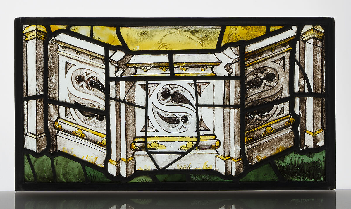 Saint Catherine of Alexandria, Pot metal glass with silver stain, French