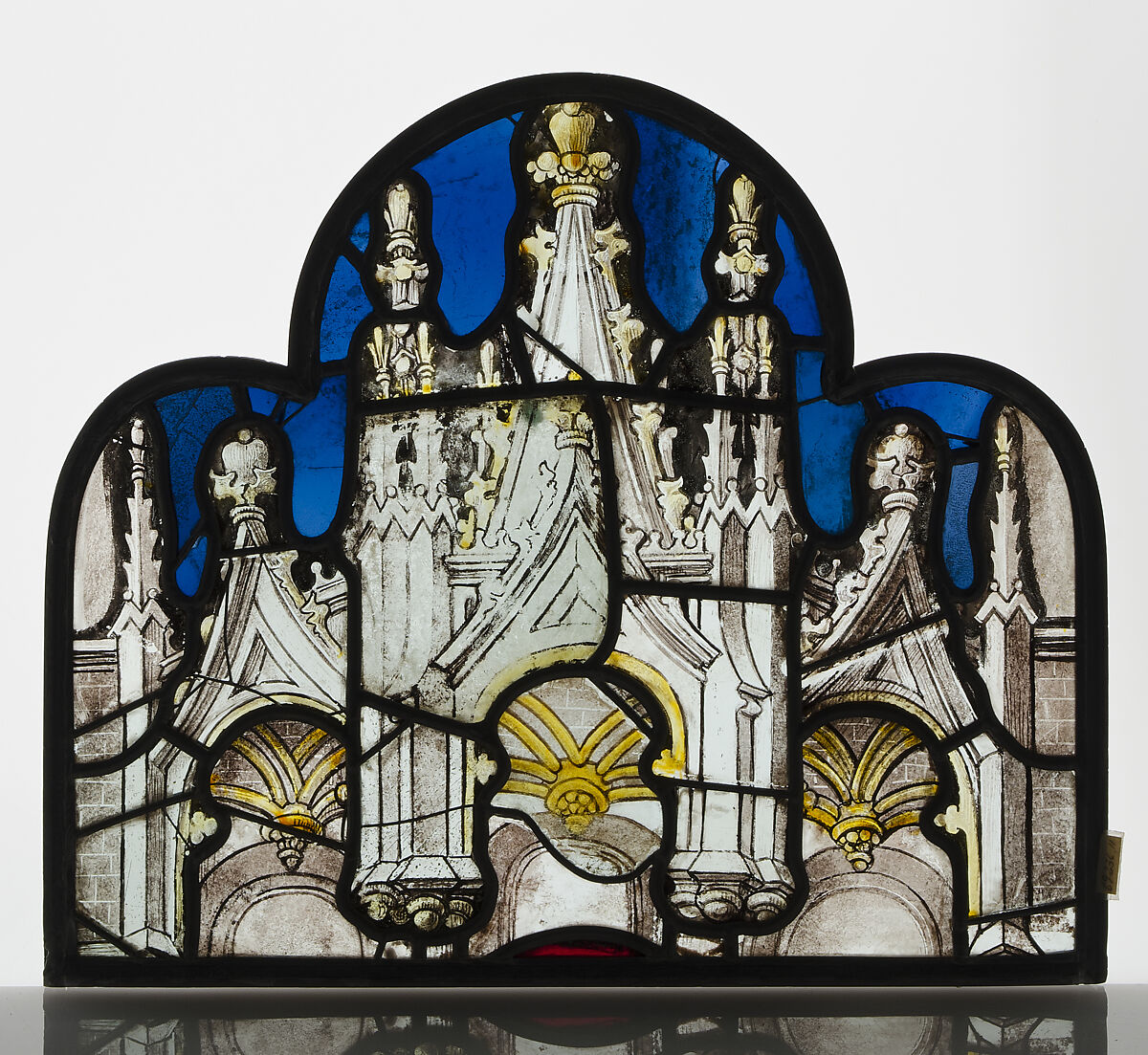 Saint Barbara, Pot metal glass with silver stain, French