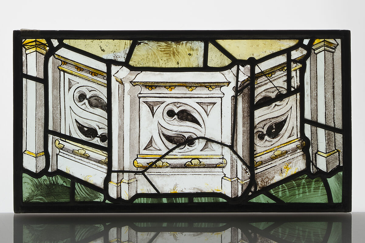 Saint Barbara, Pot metal glass with silver stain, French