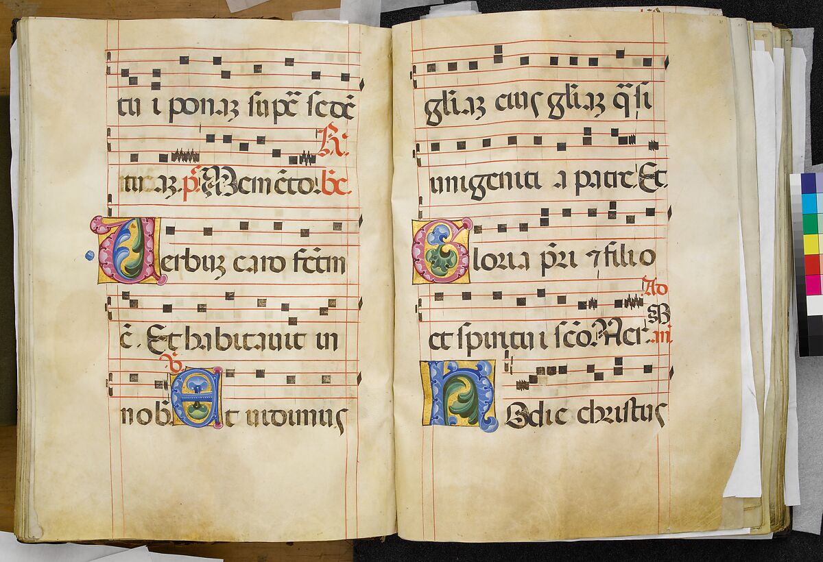 Benedictine Antiphonary, Belbello da Pavia (Italian, born Lombard, active ca. 1420–70) and collaborators, Tempera, gold, and ink on parchment; binding: leather over wood boards with copper alloy corner mounts and bosses, Italian