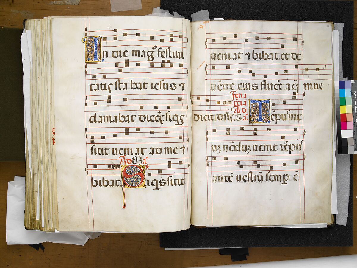 Benedictine Antiphonary, Belbello da Pavia (Italian, born Lombard, active ca. 1420–70) and collaborators, Tempera, gold, and ink on parchment; binding: leather over wood boards with copper alloy corner mounts and bosses, Italian
