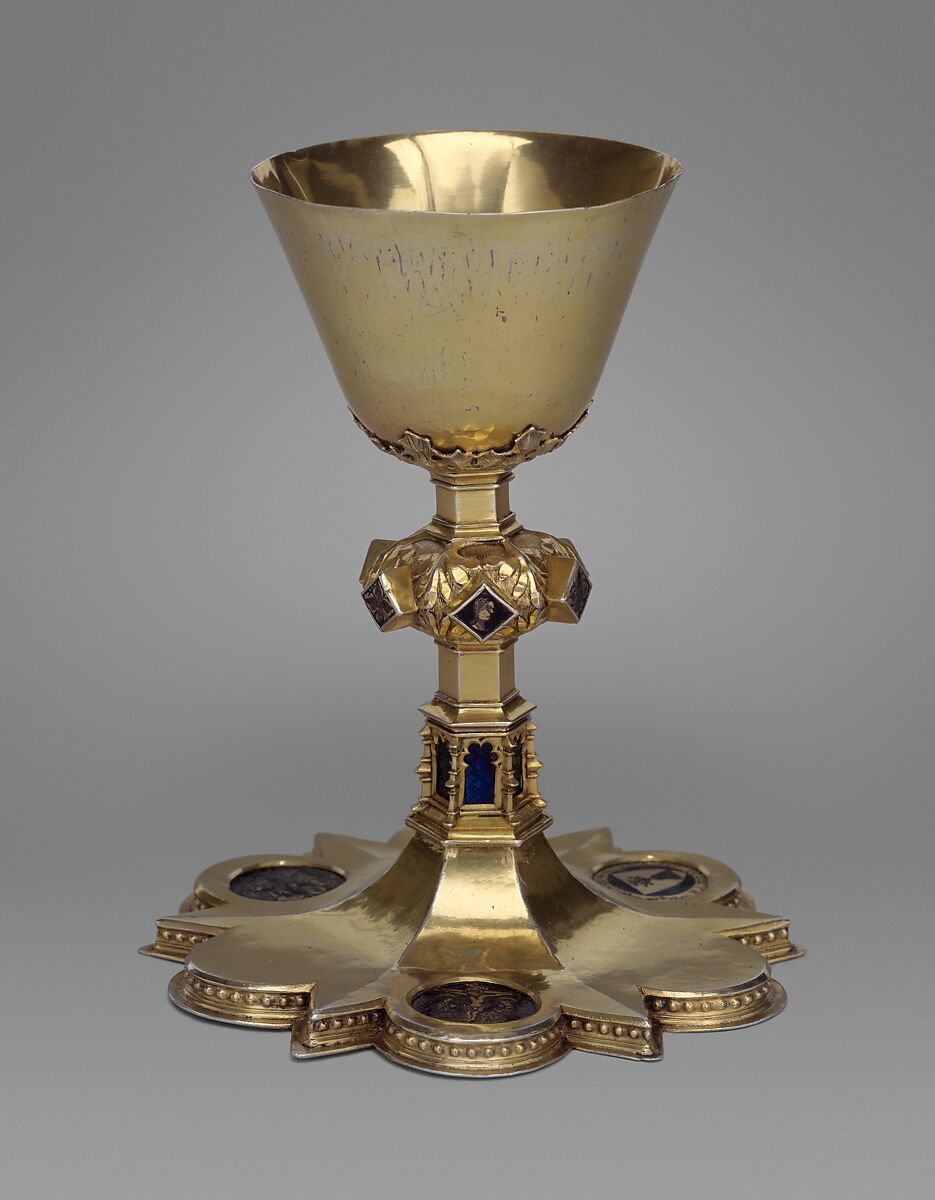 Chalice, Silver-gilt, silver, and basse taille enamel, Catalan