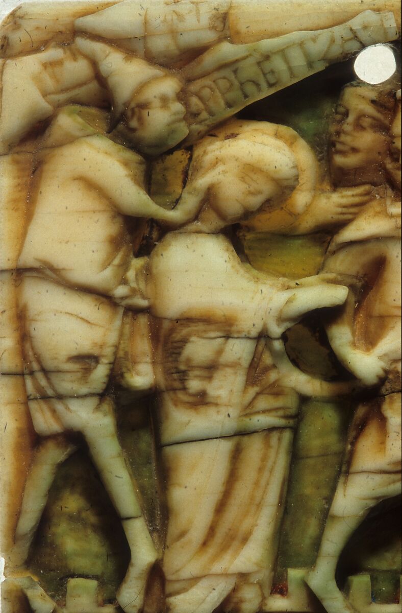 Plaque with Christ Before the High Priest Caiaphas, Walrus Ivory and paint, British