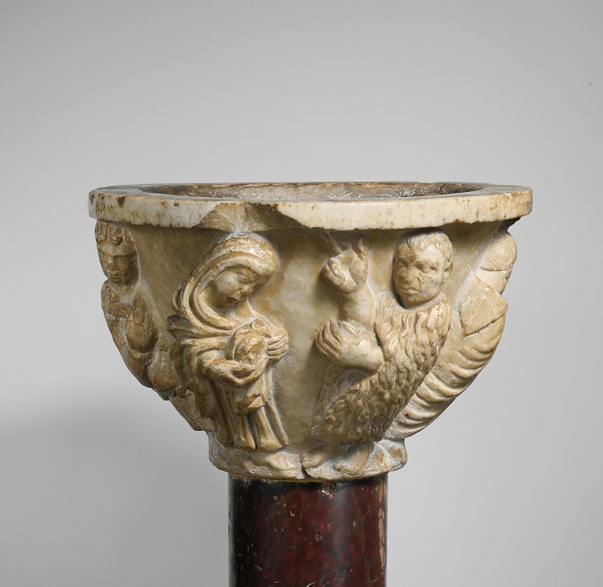 Holy-water Font, Follower of Guglielmus (Italian, active 1158–65), Marble (Carrara marble), Italian 