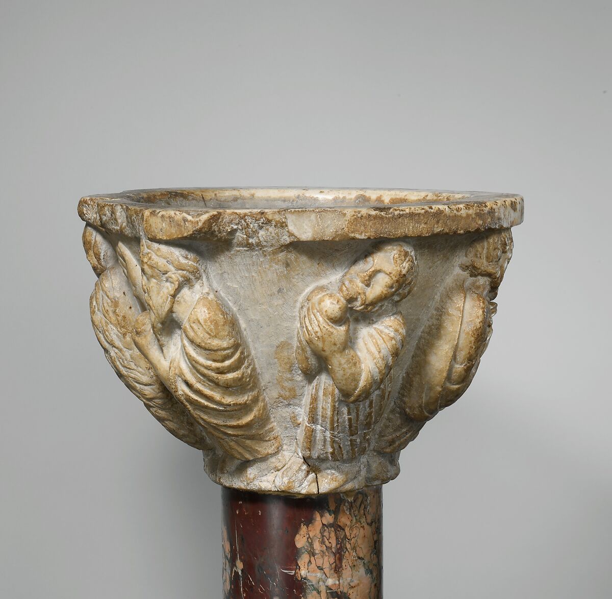 Holy-water Font, Follower of Guglielmus (Italian, active 1158–65), Marble (Carrara marble), Italian