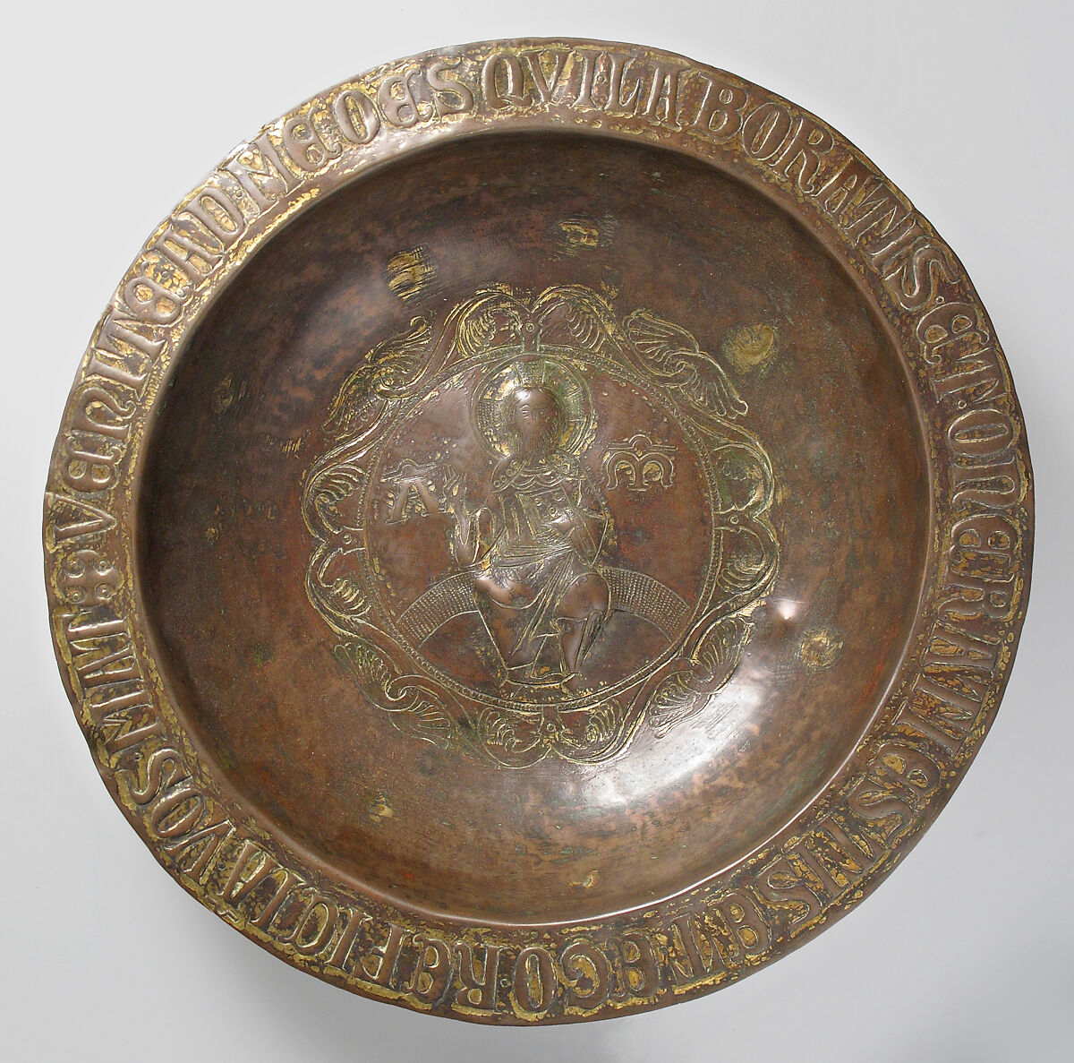 Plate, Copper, traces of gilding, lacquer, Italian 