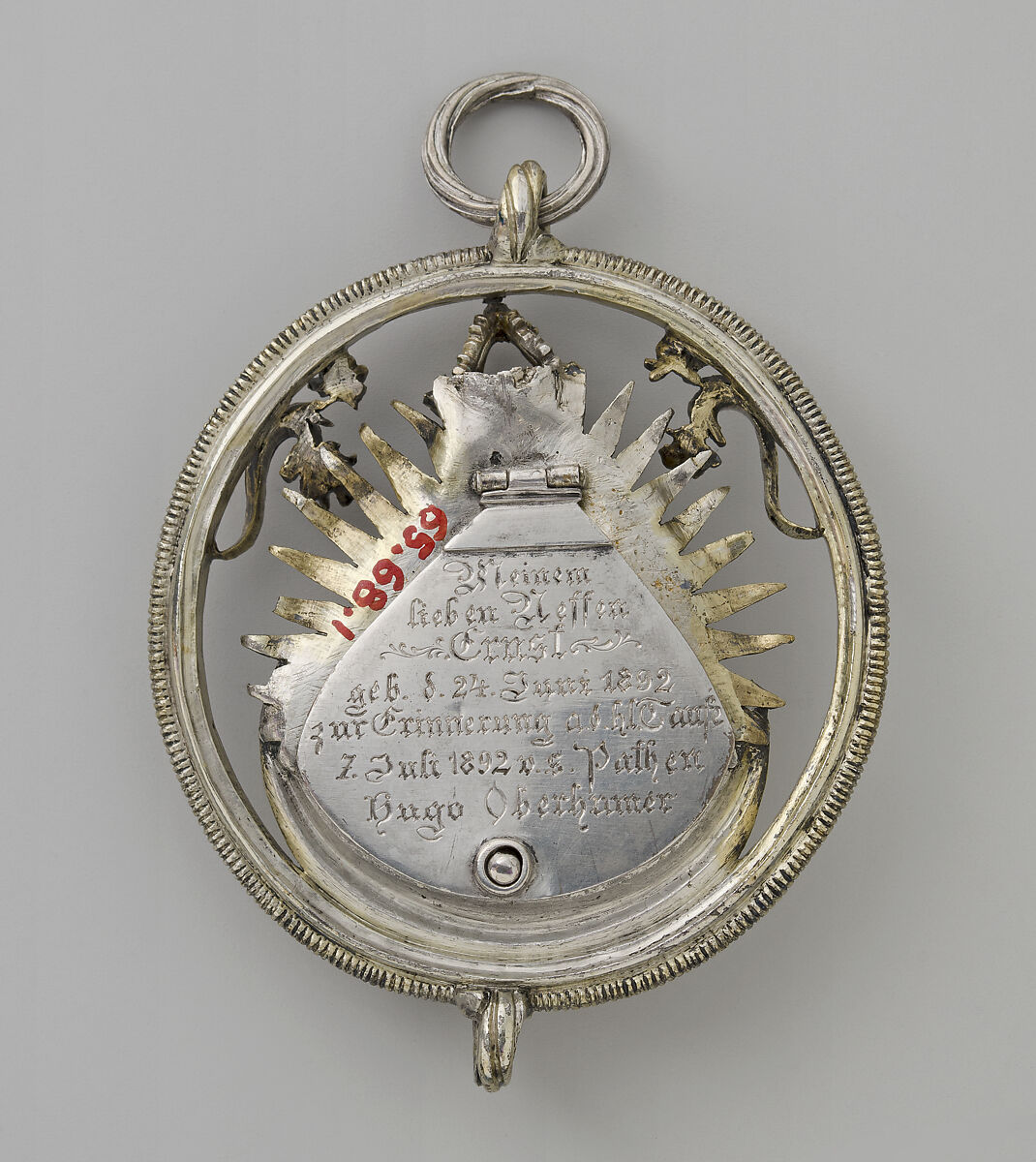 Pendant with Virgin and Child, Silver and silver gilt, German
