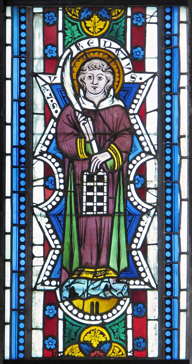 Saint Lawrence, Pot-metal glass, colorless glass, and vitreous paint, Austrian 